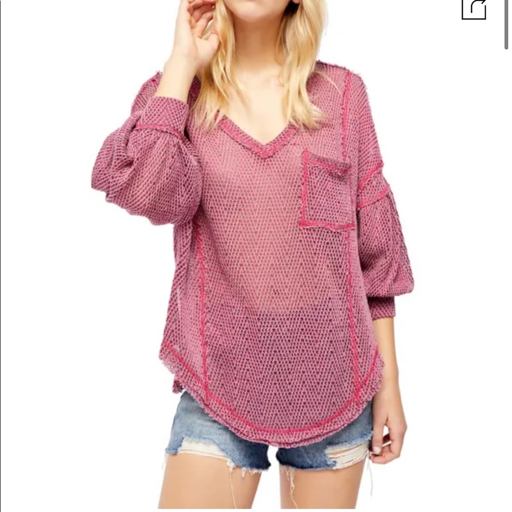 NWT Free People We The Free Hacci Sweater in Mauve. Size S.